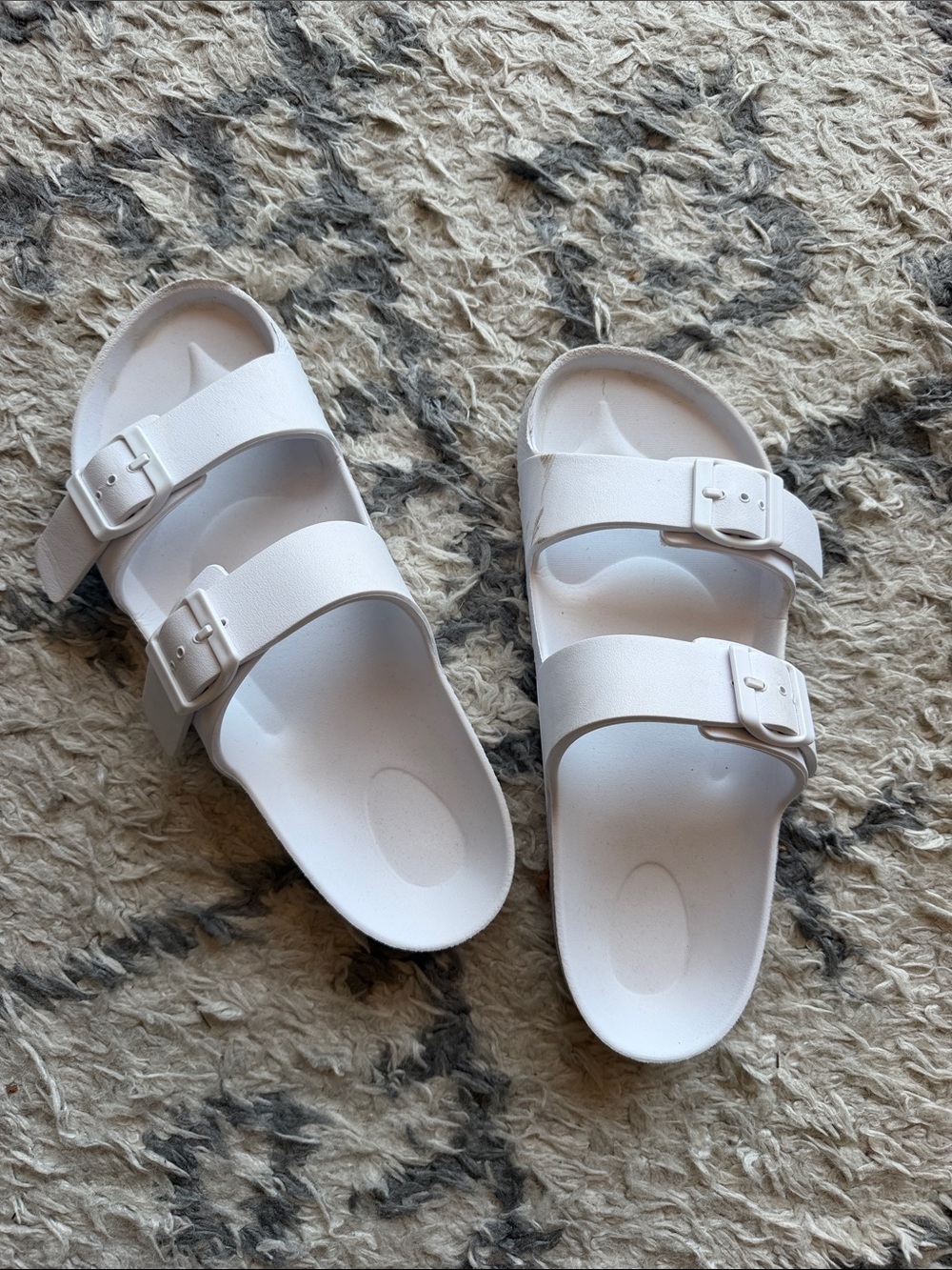 Shade & Shore White Double-Buckle Men's Slide Sandals